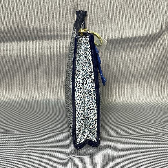 Vintage Estee Lauder Cosmetic Bag Blue Vinyl Spotted Makeup Pouch New No Tags - Picture 8 of 9